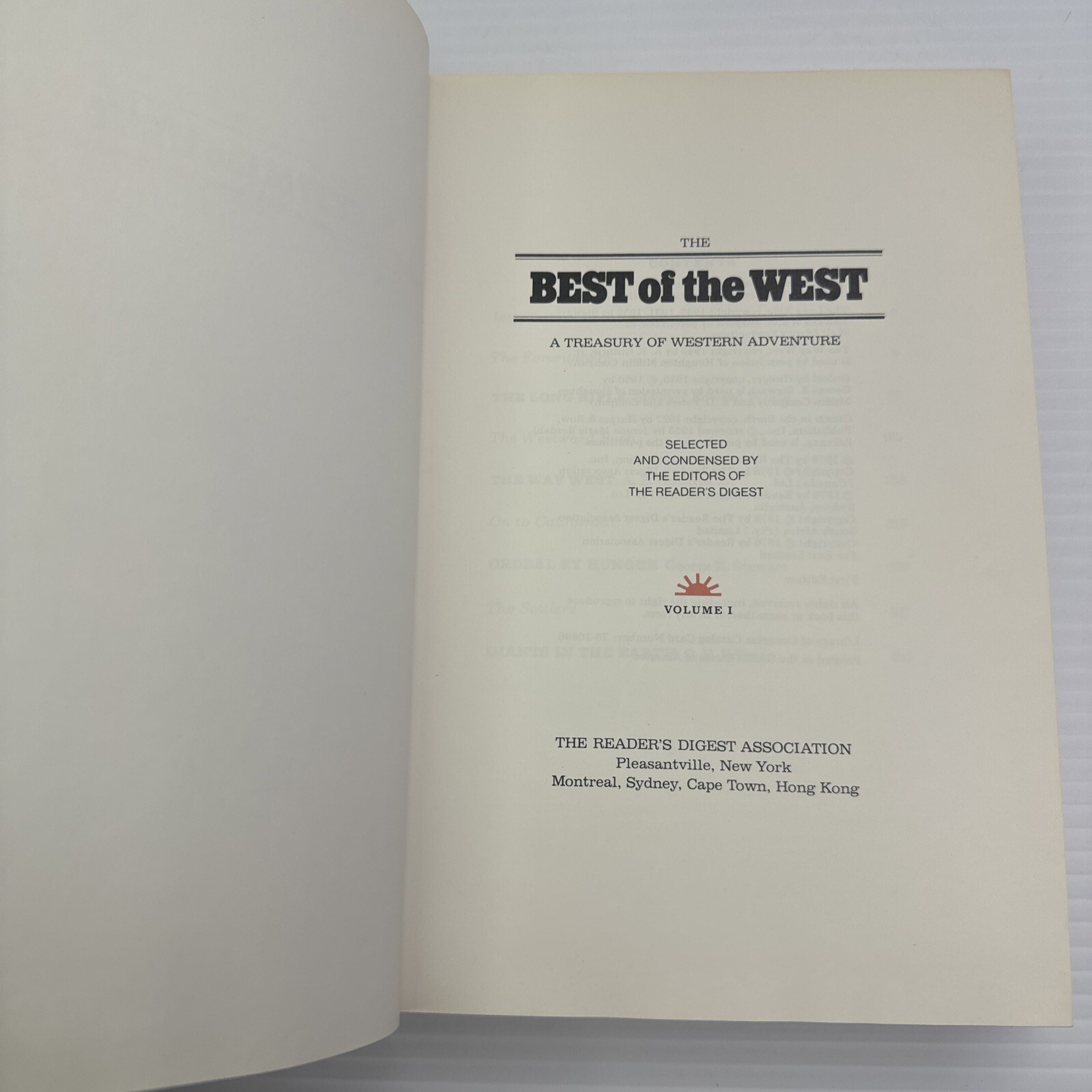 The Best of the West A Treasury of Western Adventure Volume One Readers Digest