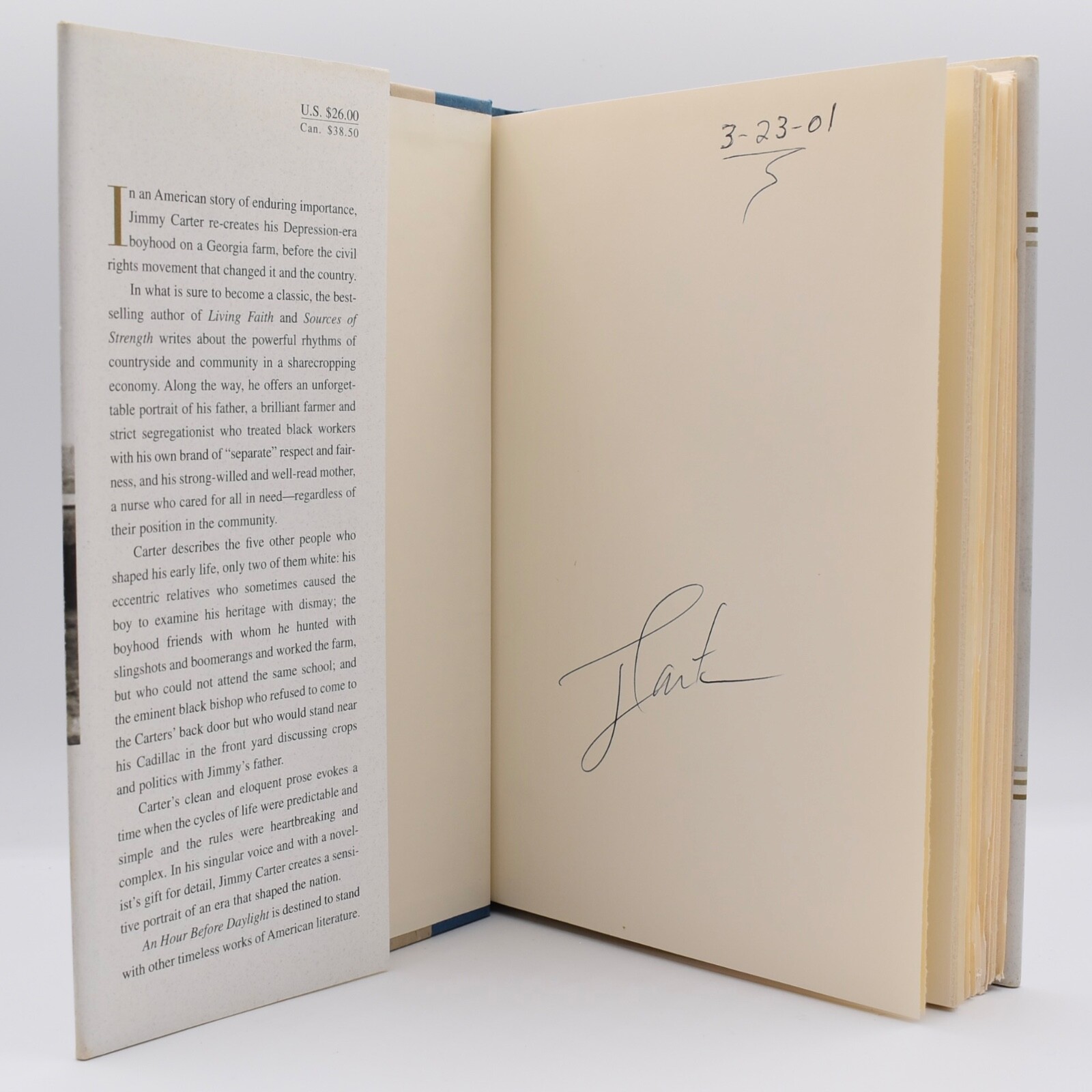 An Hour Before Daylight : Memories of a Rural Boyhood HC SIGNED by Jimmy Carter