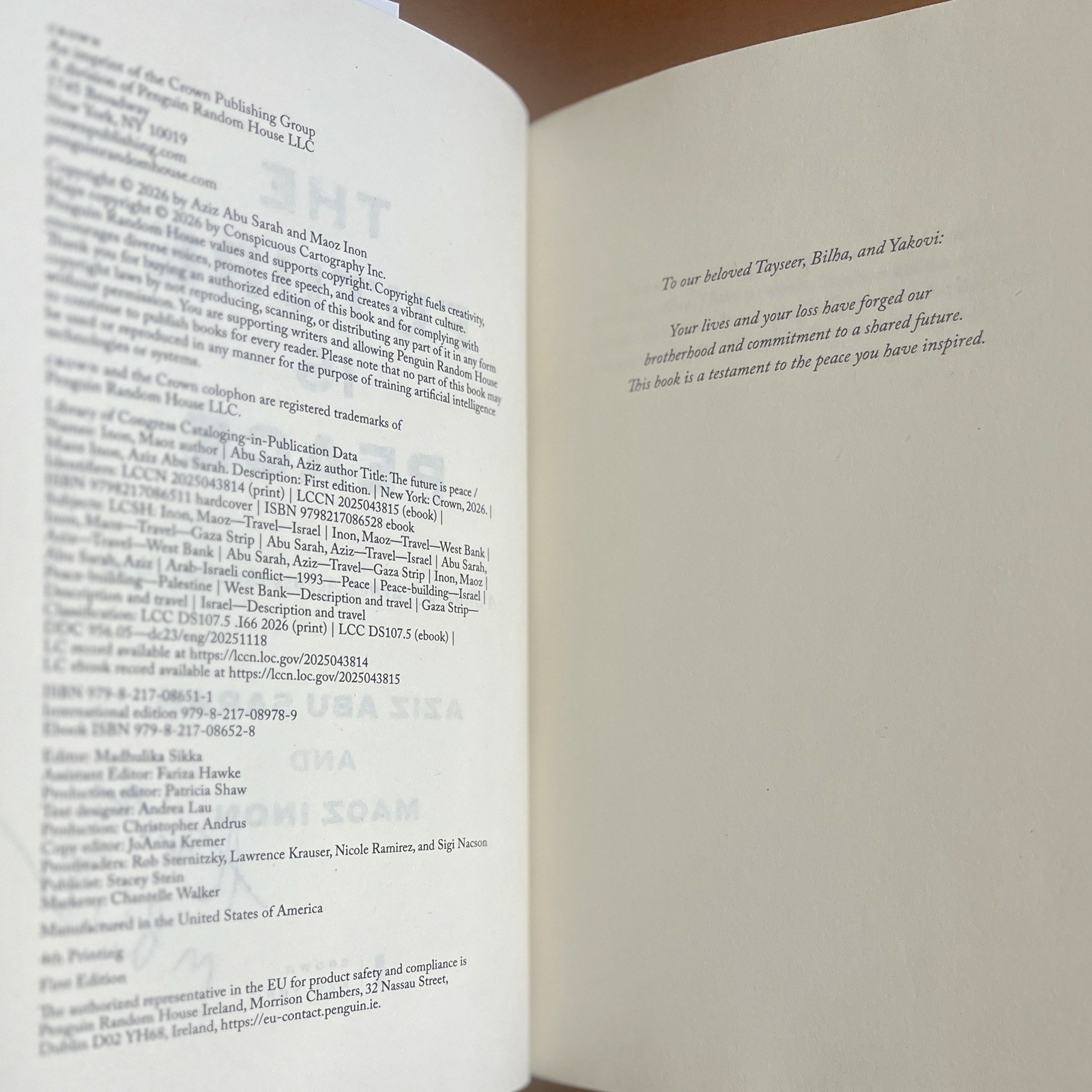 Signed 2026 HC The Future Is Peace by Aziz Abu Sarah and Maoz Inon