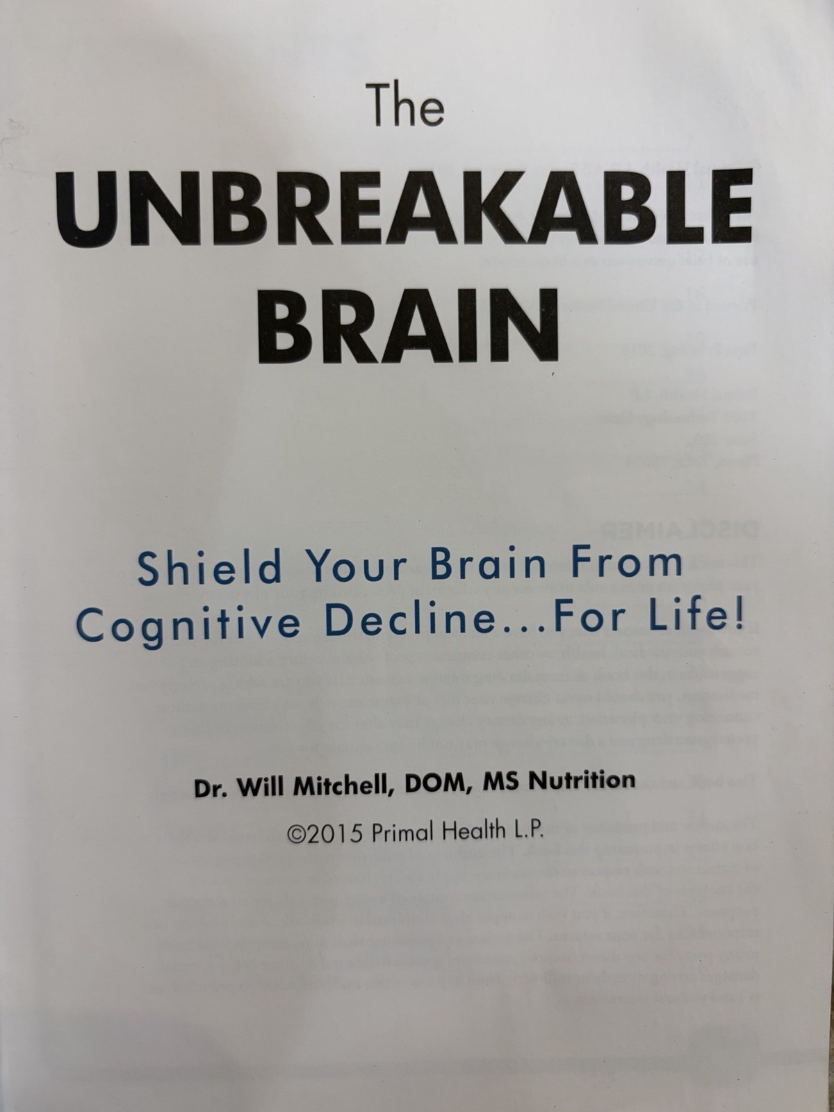 The Unbreakable Brain Shield Your Brain From Cognitive Decline By Mitchell DOM
