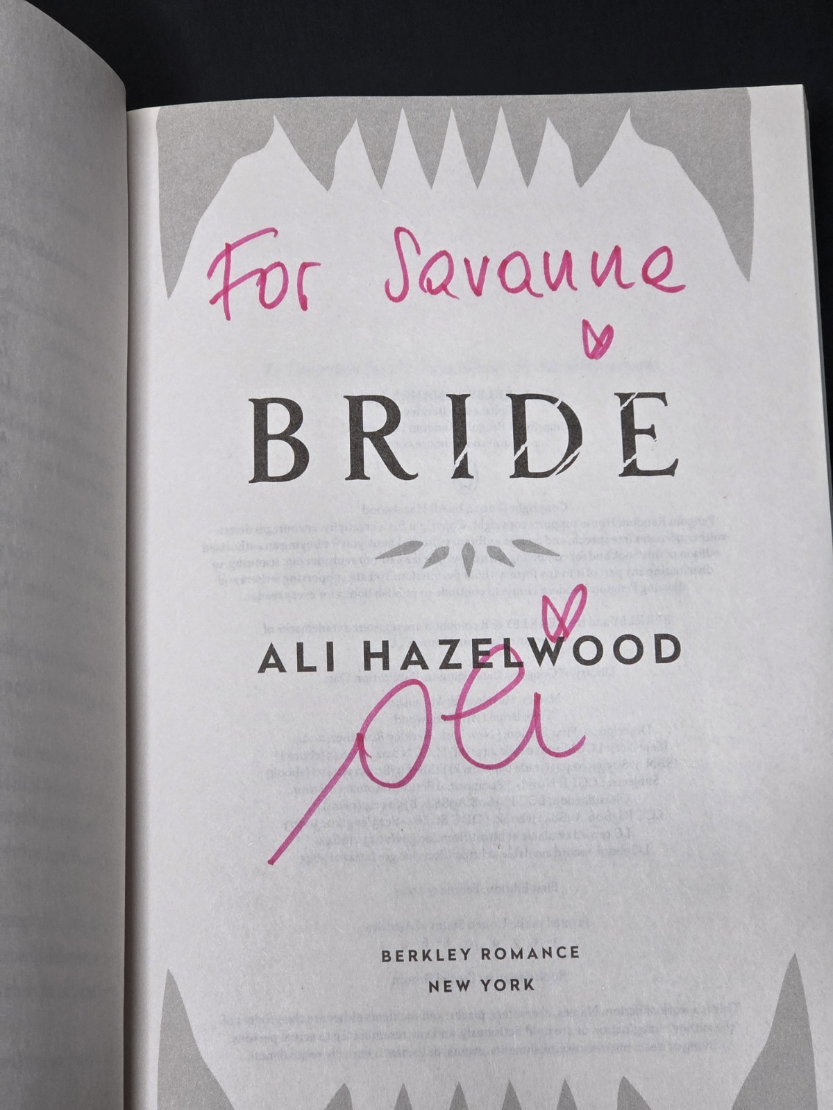 Bride by Ali Hazelwood Signed By Author With Card Insert Paperback Book