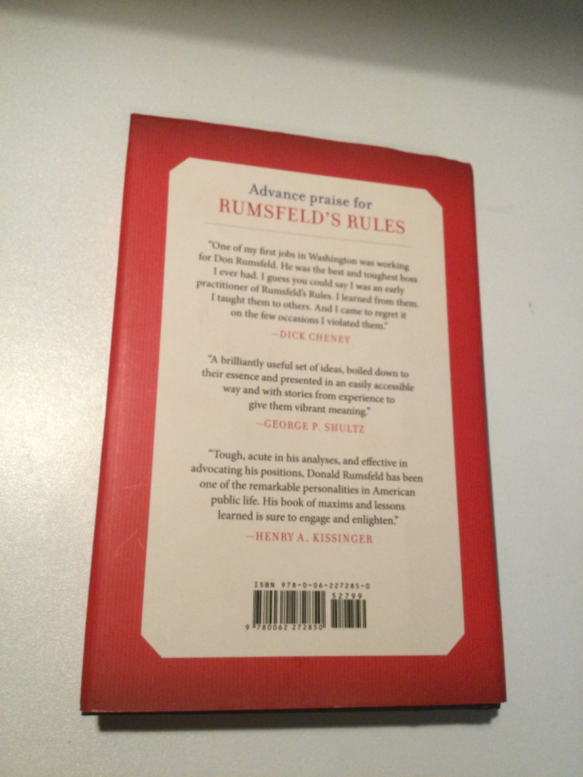 RUMSFELD’S RULES (2013) Donald Rumsfeld SIGNED HC 1st Ed. – Leadership Lessons