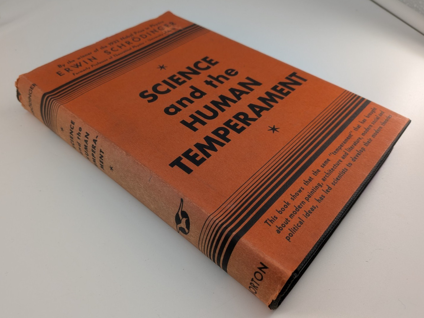 Science and the Human Temperament by Erwin Schrodinger 1935 Norton 1st Ed. HC