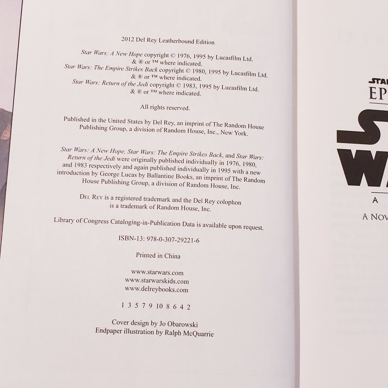 The Star Wars Trilogy 2012 Del Rey Leather Bound Edition by George Lucas