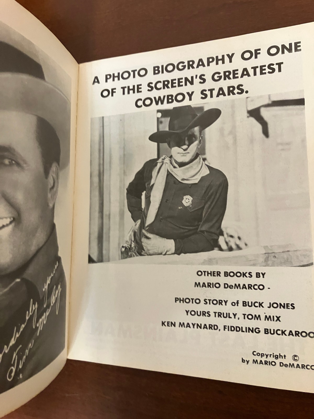 LOT OF 3 BOOKS Marco DeMarco Photostory PBs Johnny Mack Brown Tim McCoy Tom Mix