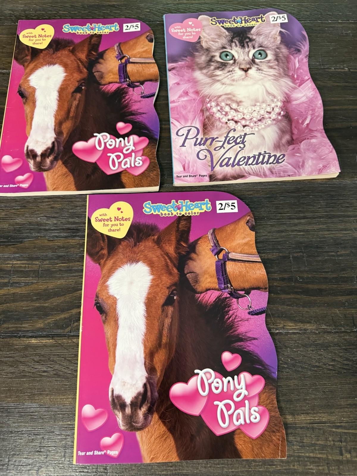 3 New Vintage Sweetheart Activity & Coloring Books 2 Identical Horse 1 Kitten