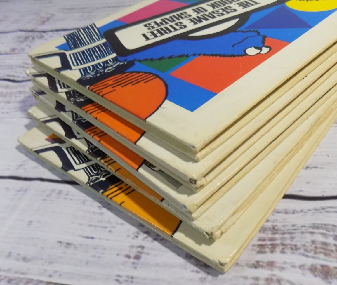 Set Of 5 Vintage Sesame Street Children’s Hard Cover Books Retro 1970s