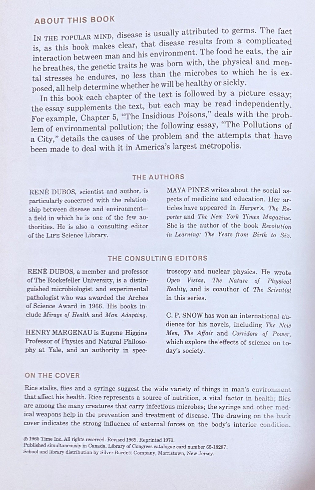 Health And Disease by Rene Dubos & Maya Pines. Time Life Books Science Library