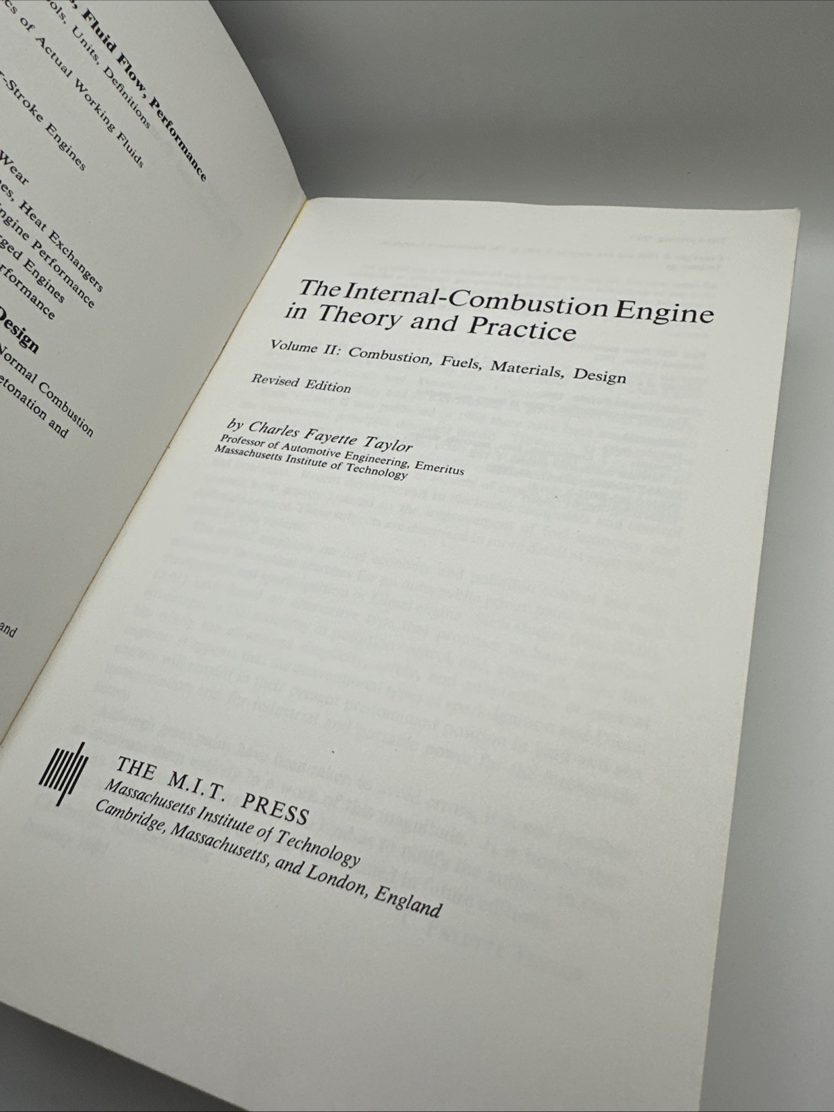 The Internal Combustion Engine in Theory and Practice Volumes 1 and 2 : Revised