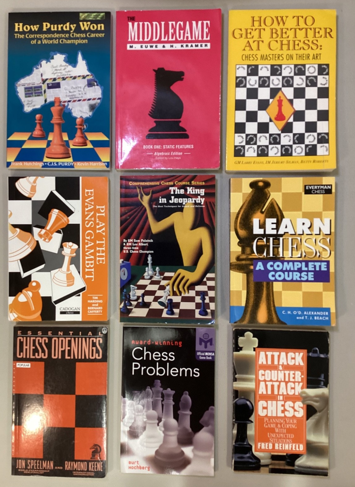 Mixed lot of 14 BOOKS ON CHESS GM Alburt, Evans, Gallagher, McDonald, Keene GC
