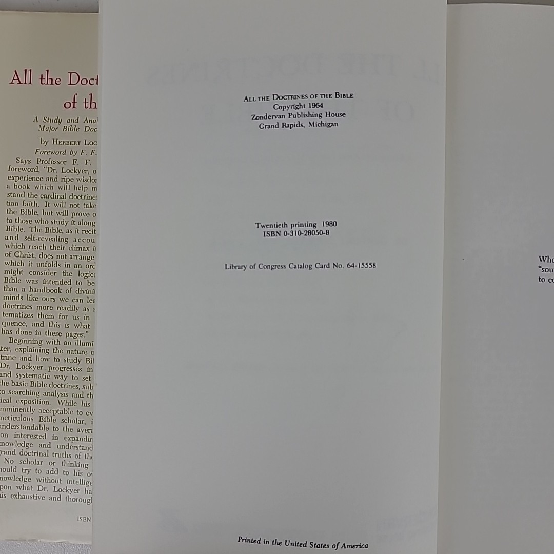 All The Doctrines Of The Bible by Herbert Lockyer 1980 Vintage Hardcover DJ