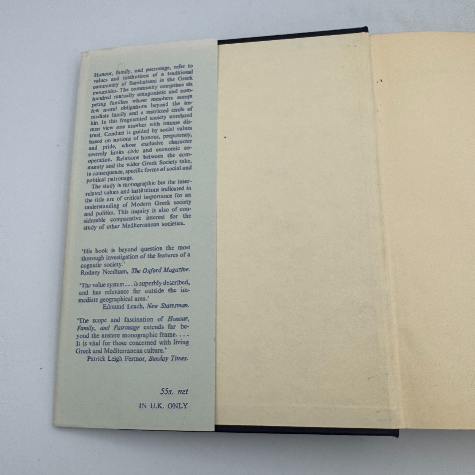 Honour Family and Patronage by J K Campbell 1967 HCDJ A Greek Mountain Community
