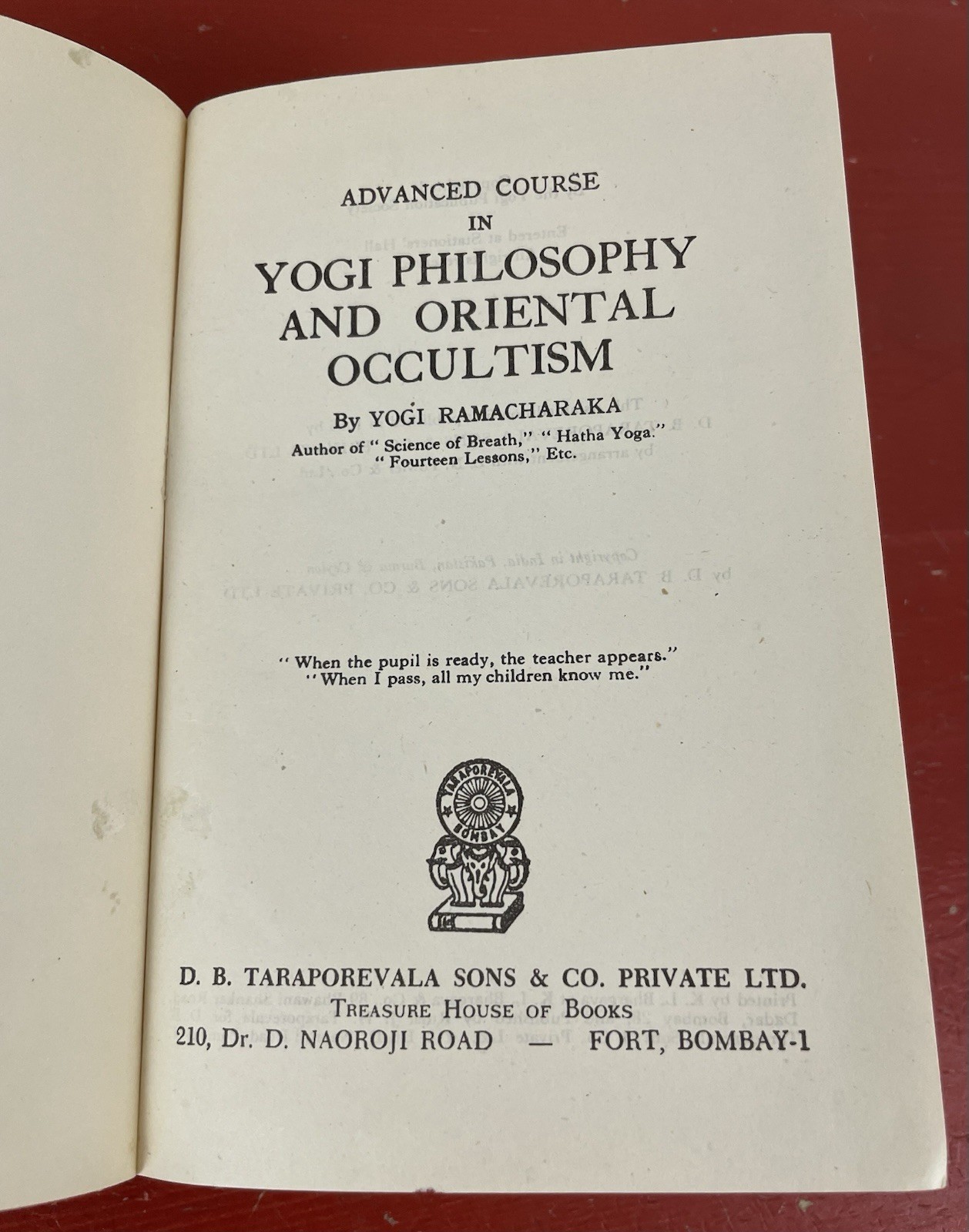 Advanced Course in Yogi Philosophy and Oriental Occultism Yogi Ramacharaka 1966