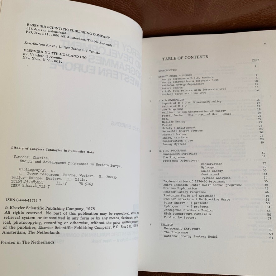 Energy research and development programmes Western Europe Charles Simeons BooK