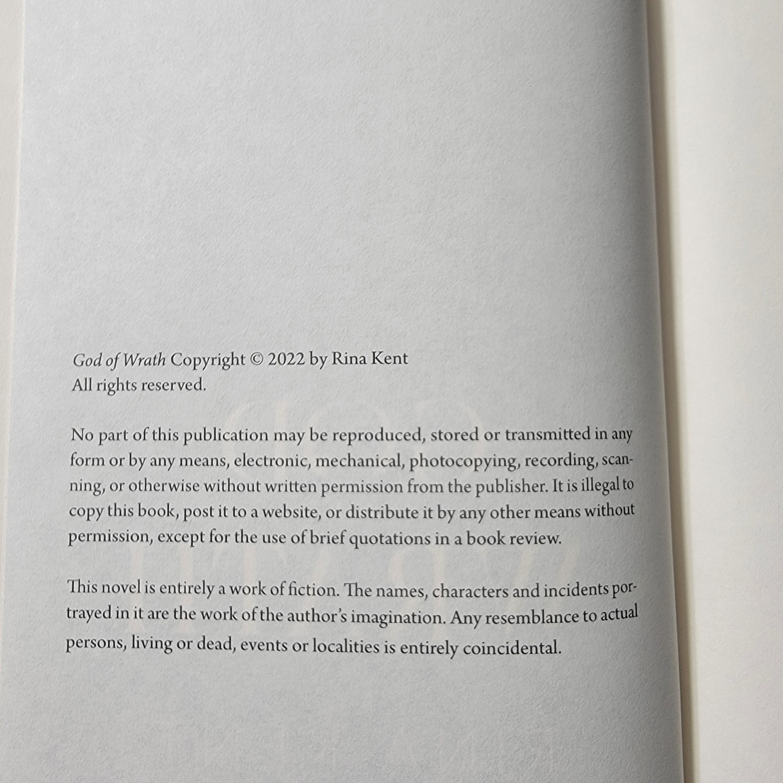 God of Wrath : Special Edition Print by Rina Kent (2022, Hardcover)