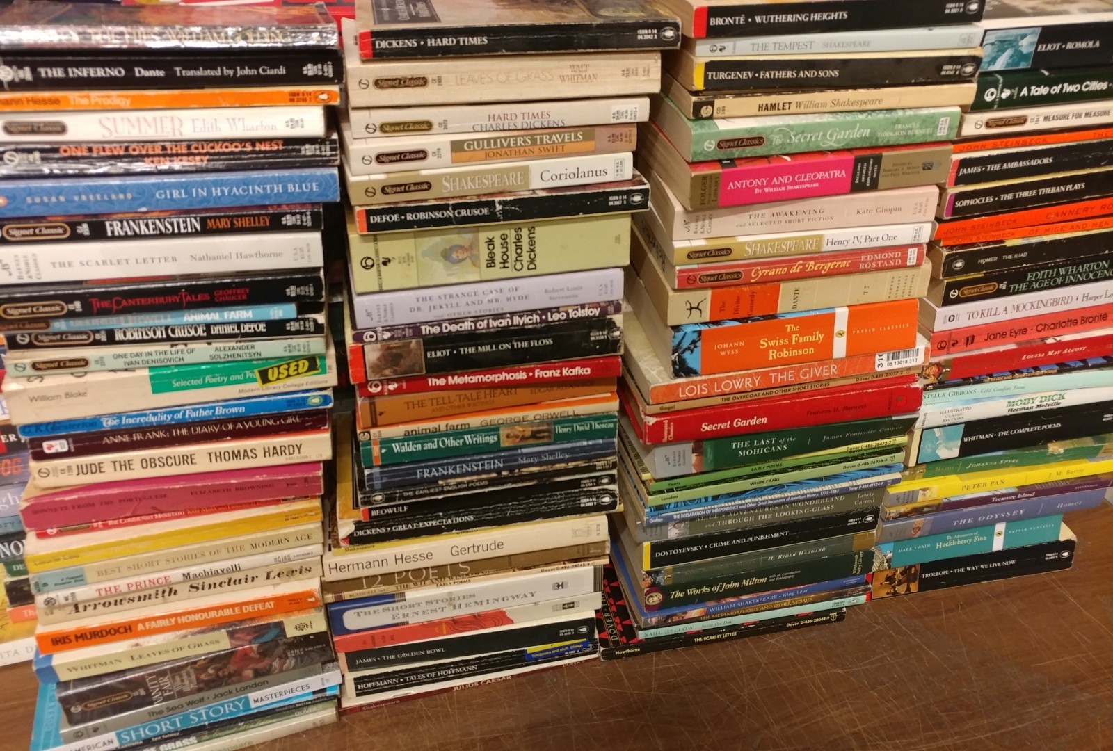 Lot of 10 Classic Paperback Literature Book Penguin Orwell Dickens Steinbeck Mix