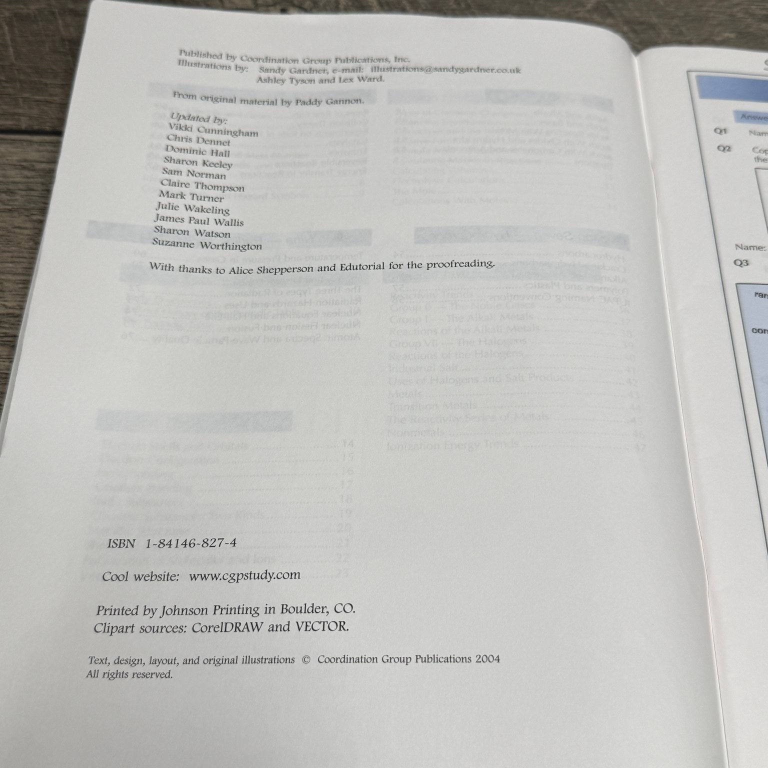 Chemistry The Workbook CGP Study Guide Educational Science 2004 Coordination