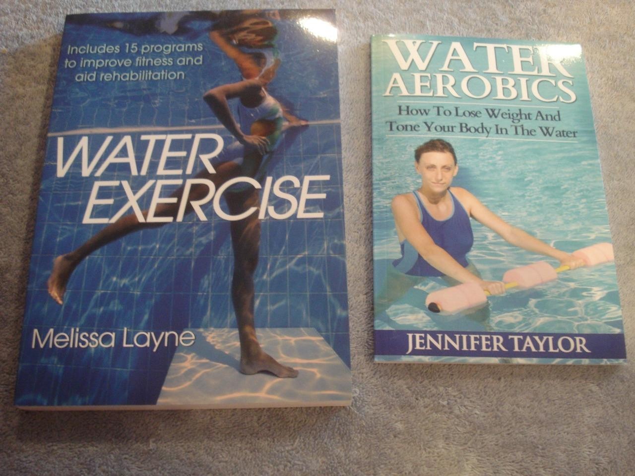 LOT OF 2 WATER EXERCISE & WATER AEROBICS PAPERBACK BOOKS.
