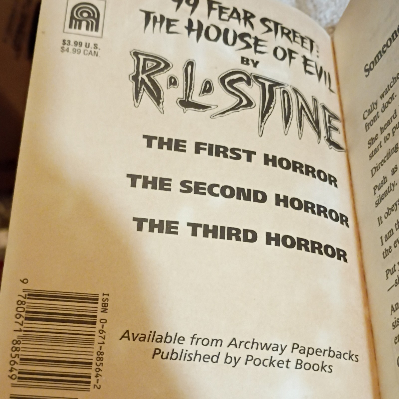 R.L. Stine 99 Fear Street: The House of Evil PB Mass Market 1996 1st