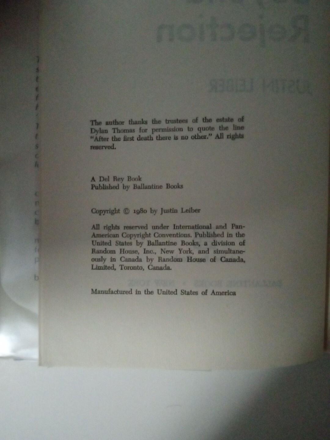 Beyond Rejection by Justin Leiber. Hardcover 1980 BCE