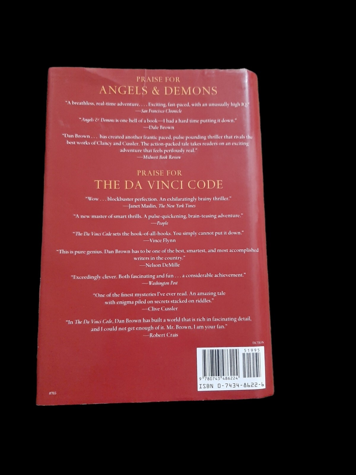 Dan Brown X3 Novels: The Davinci Code/ Lost Symbol/Angel + Demons Pre-Owned