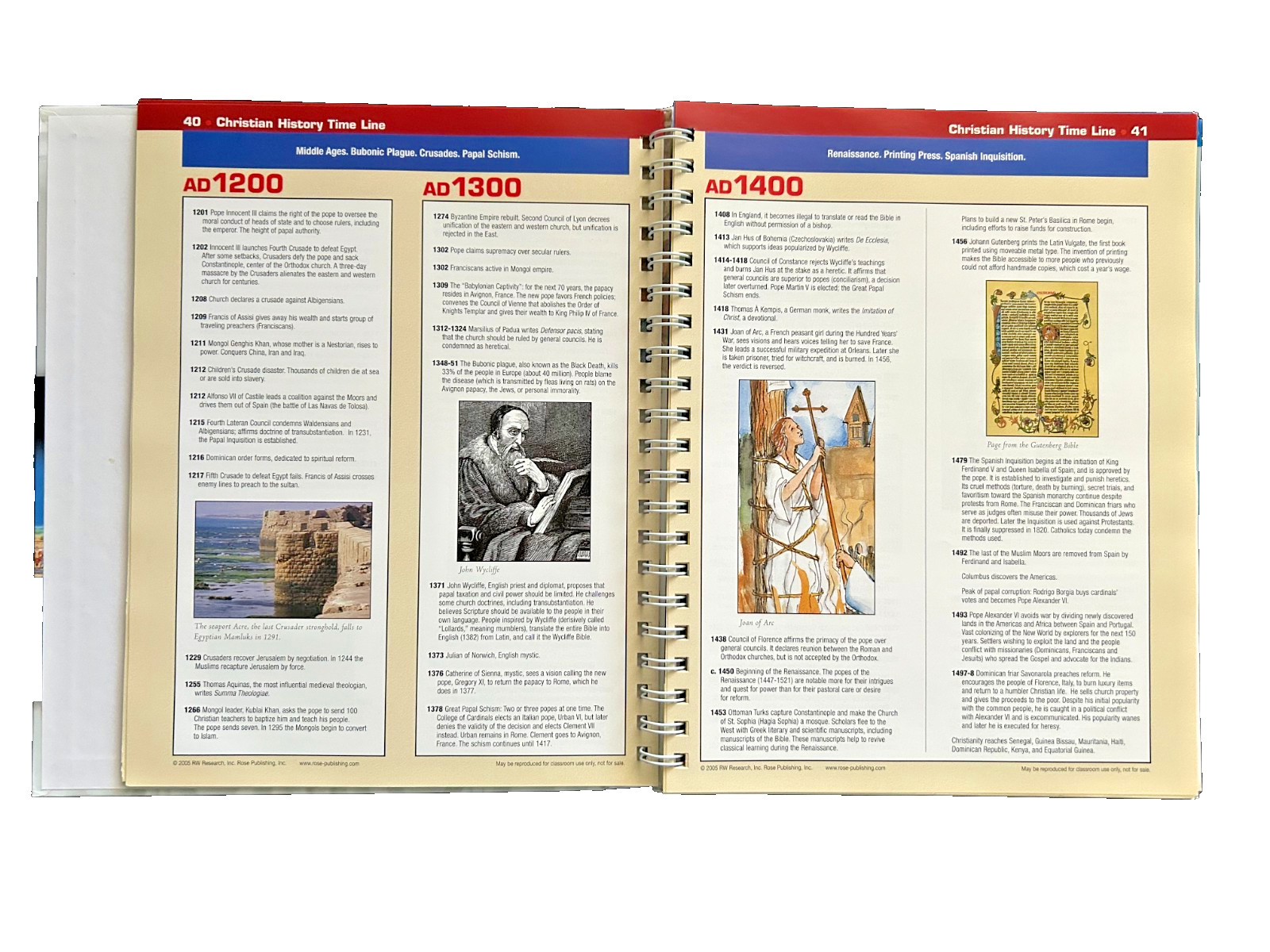 Rose Book of Bible Charts Maps & Time Lines Spiral Bound 2005 Full Color
