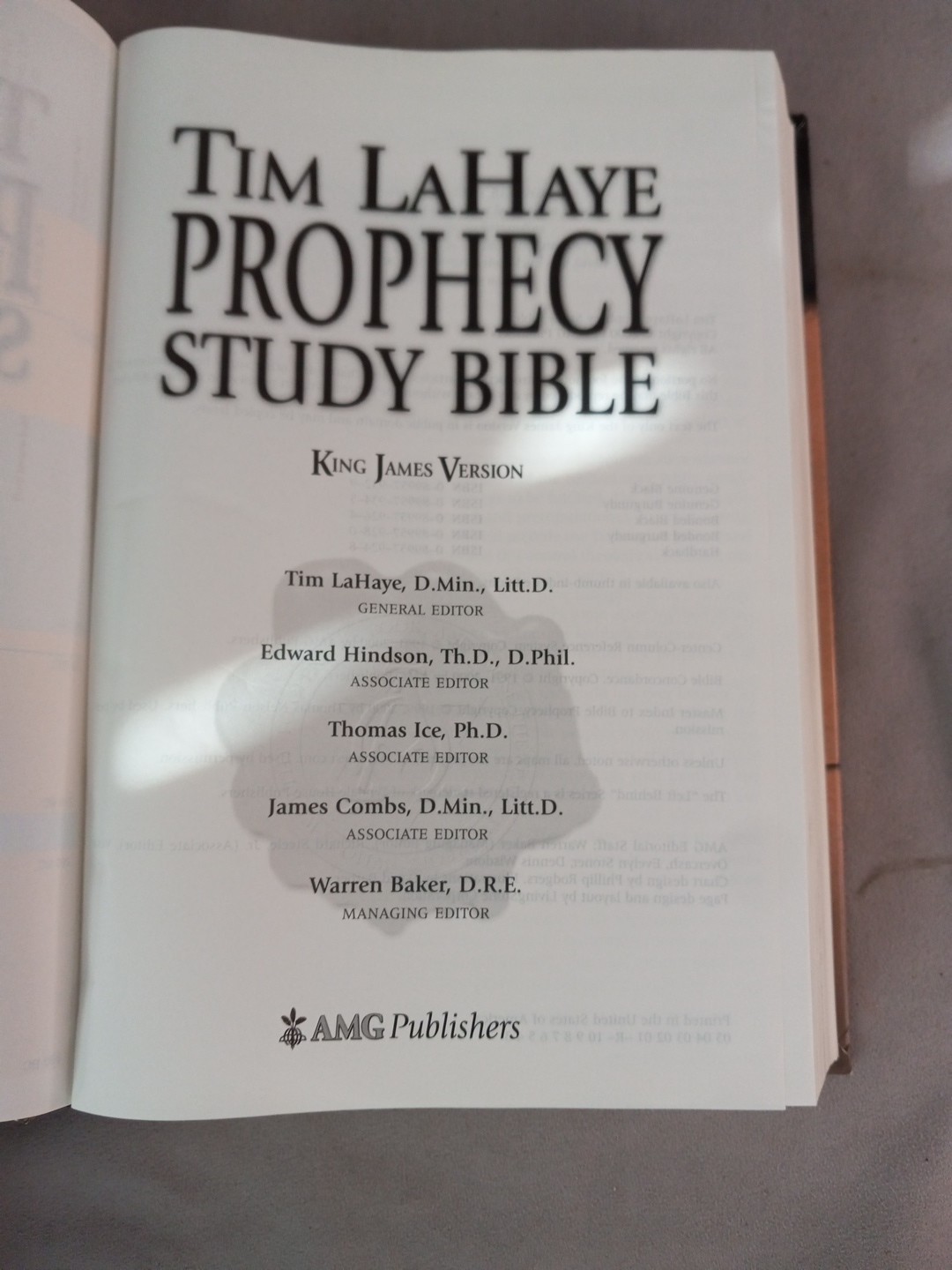 Prophecy Study Bible KJV Tim LaHaye 2000 Hardcover
