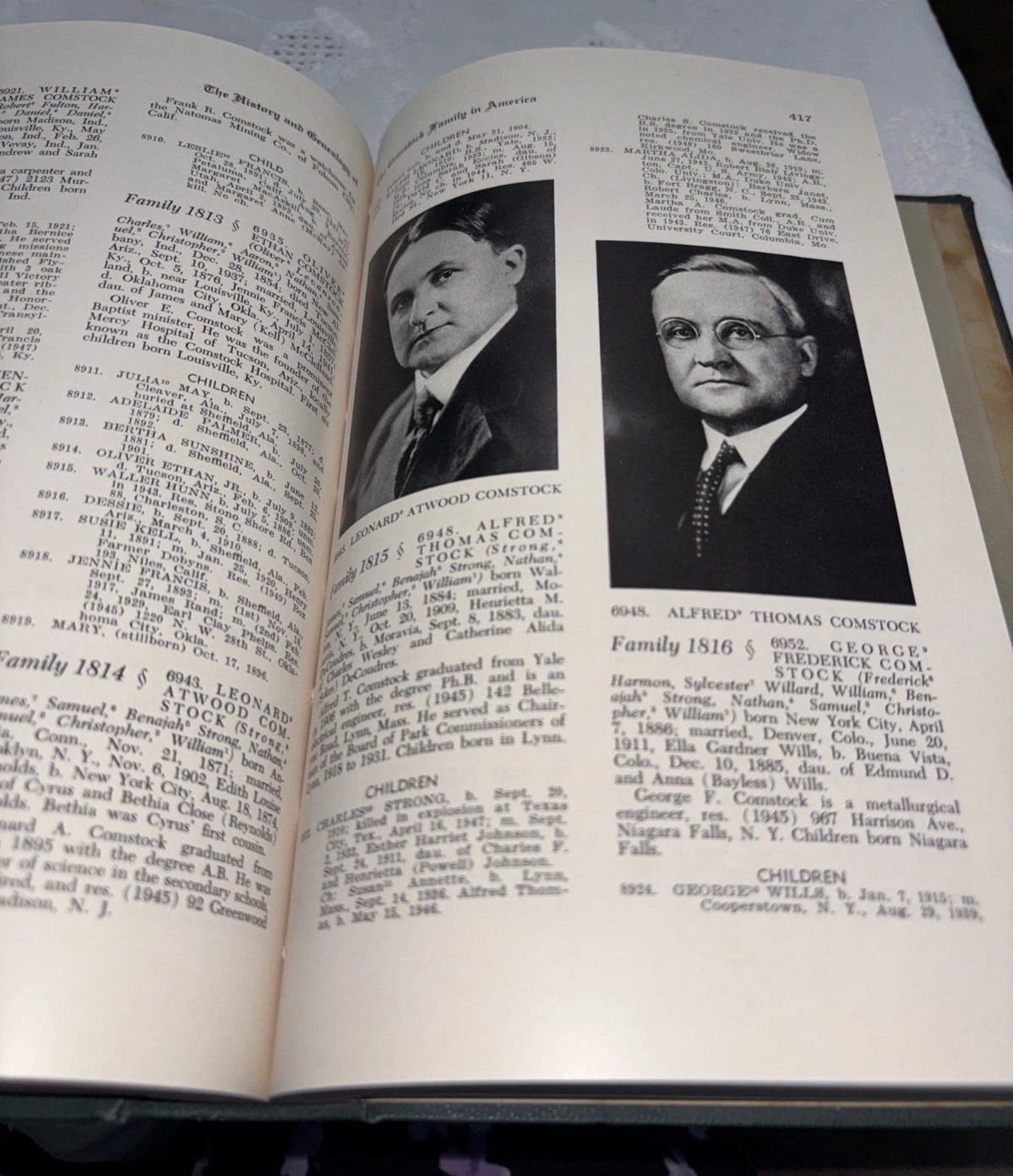 A History And Genealogy Of The Comstock Family In America 1949 Hardback Green