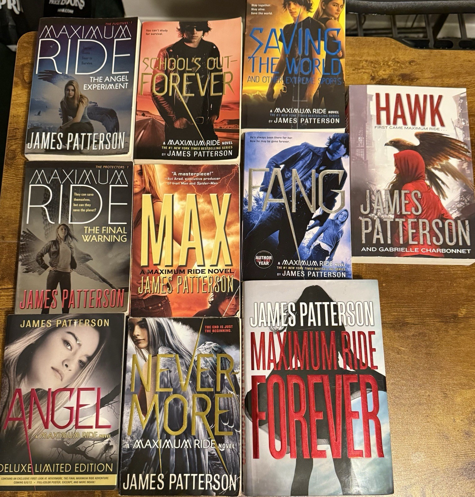 Lot / Set of The COMPLETE MAXIMUM RIDE Series + Hawk Softcover, Very Good-New