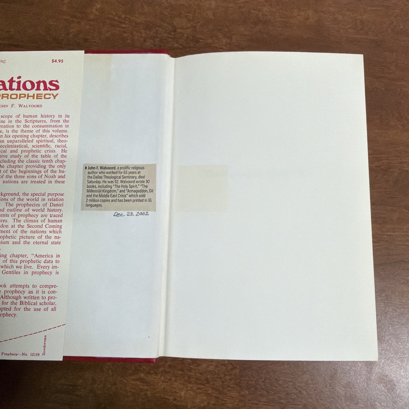 The Nations In Prophecy by John F. Walvoord (1975 Vintage Hardcover)