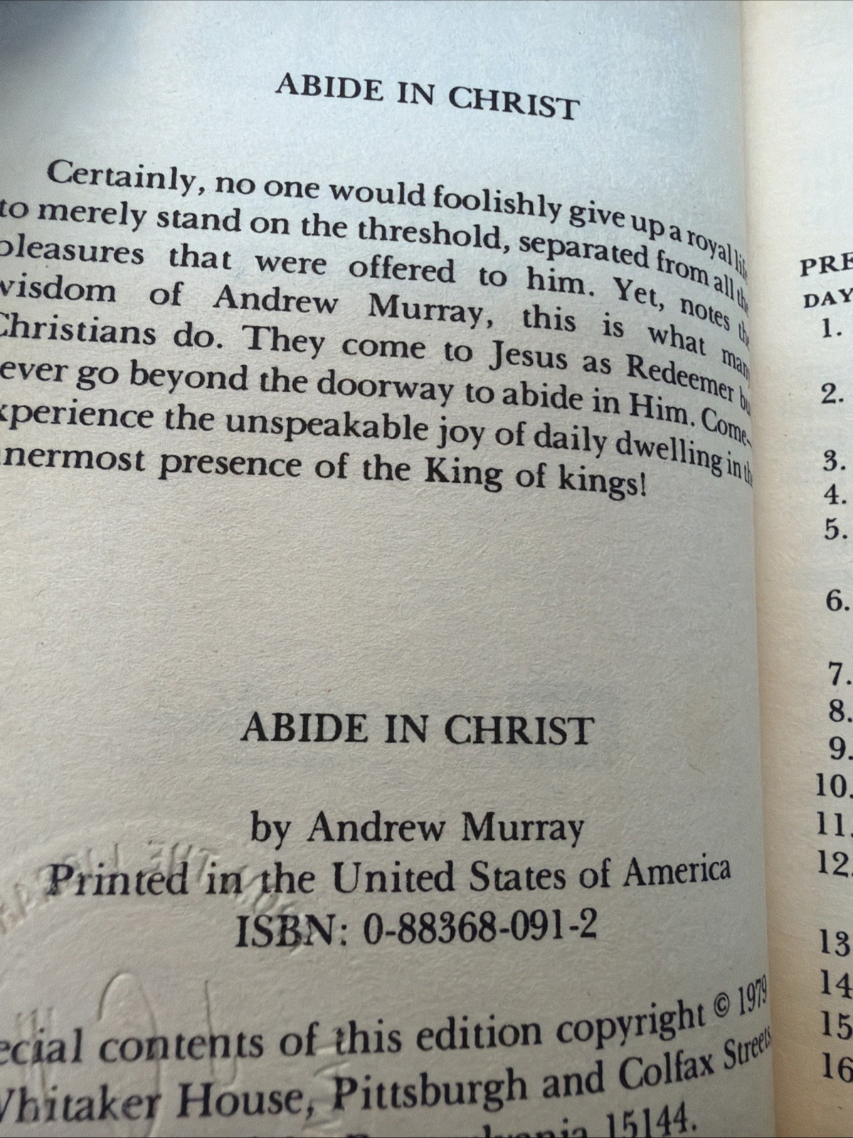 Abide in Christ | by Andrew Murray | Whitaker House Paperback VTG c.1987