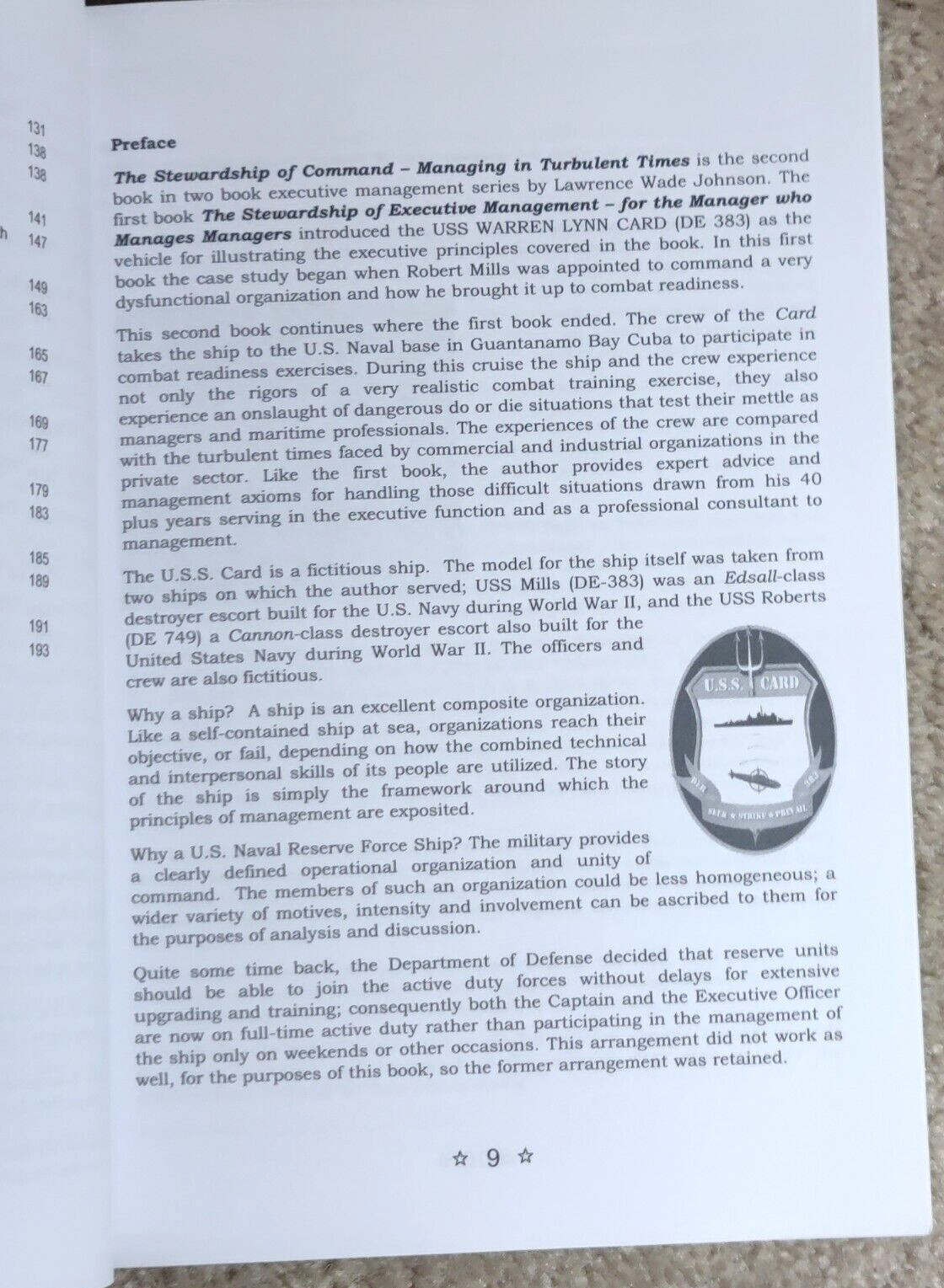 Stewardship of Command Lawrence Wade Johnson USS Mills DE-383 USS Roberts DE-749