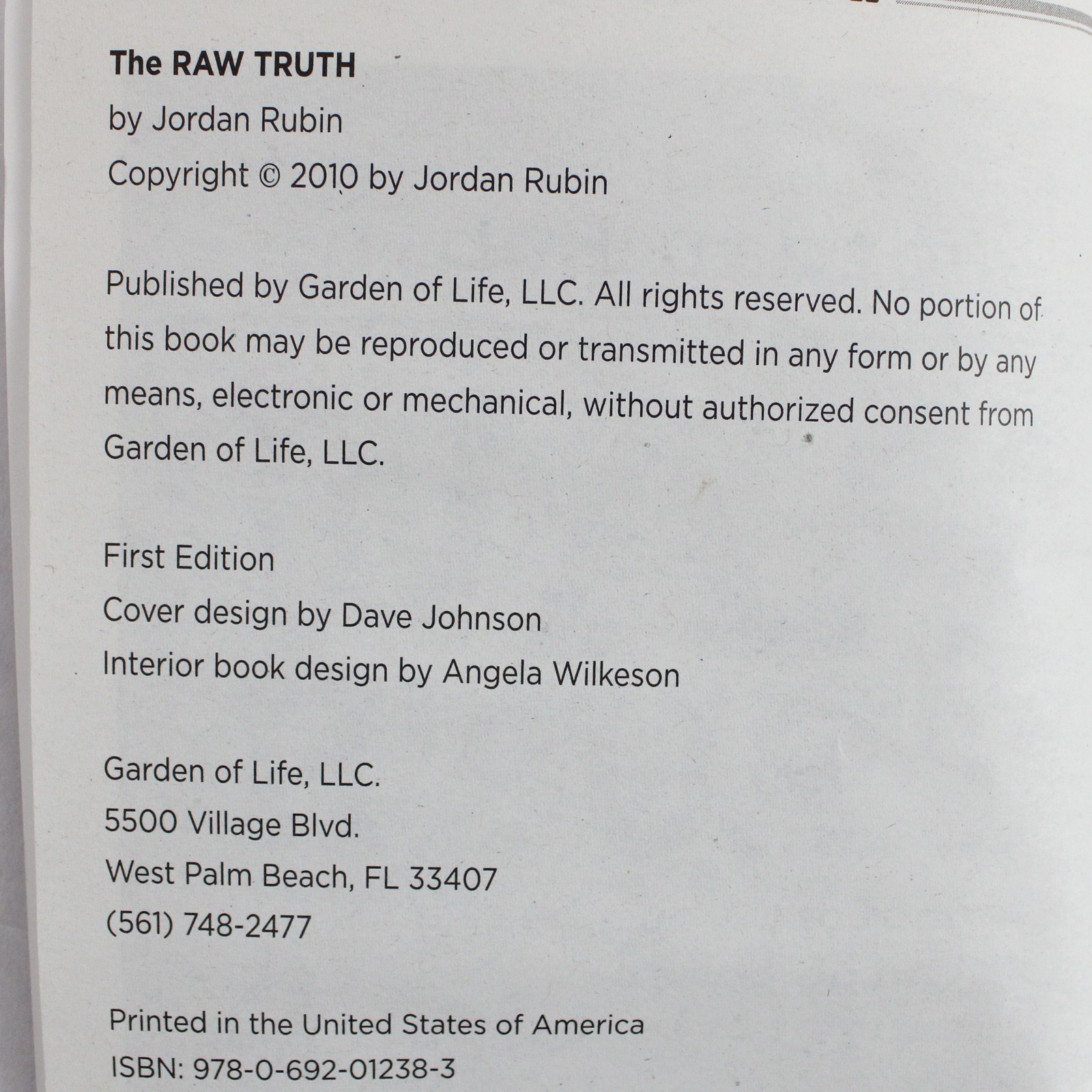 The Raw Truth by Jordan Rubin 2010 Paperback