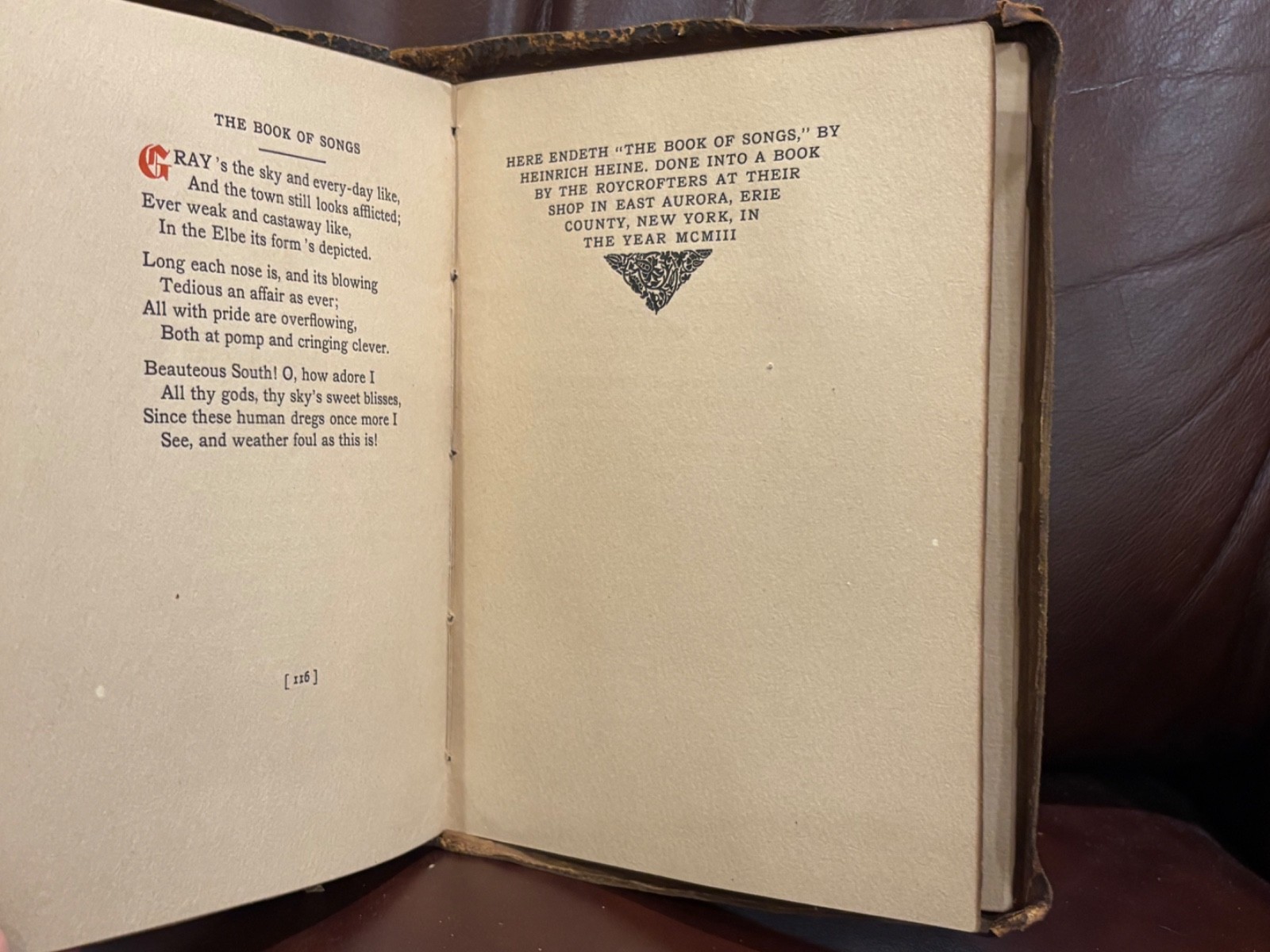 The Book of Songs-Heinrich Heine-1903-The Roycrofters-116 Pages-Elbert Hubbard