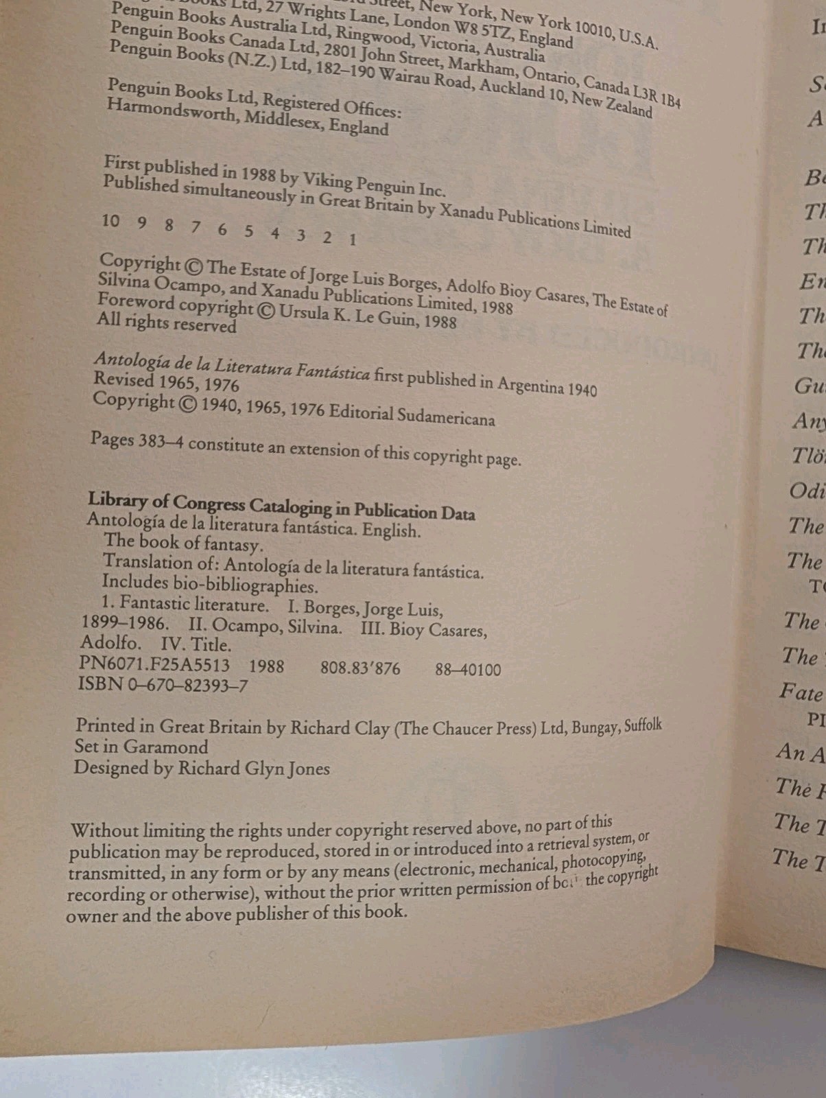 Book of Fantasy by Jorge Luis Borges (1988, Hardcover)