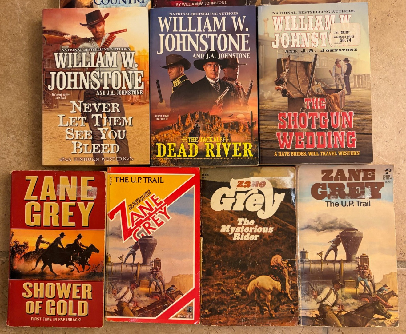 Lot of 17 Western Action Books ~ Johnstone + Zane Grey + L’Amoure + Max Brand ++