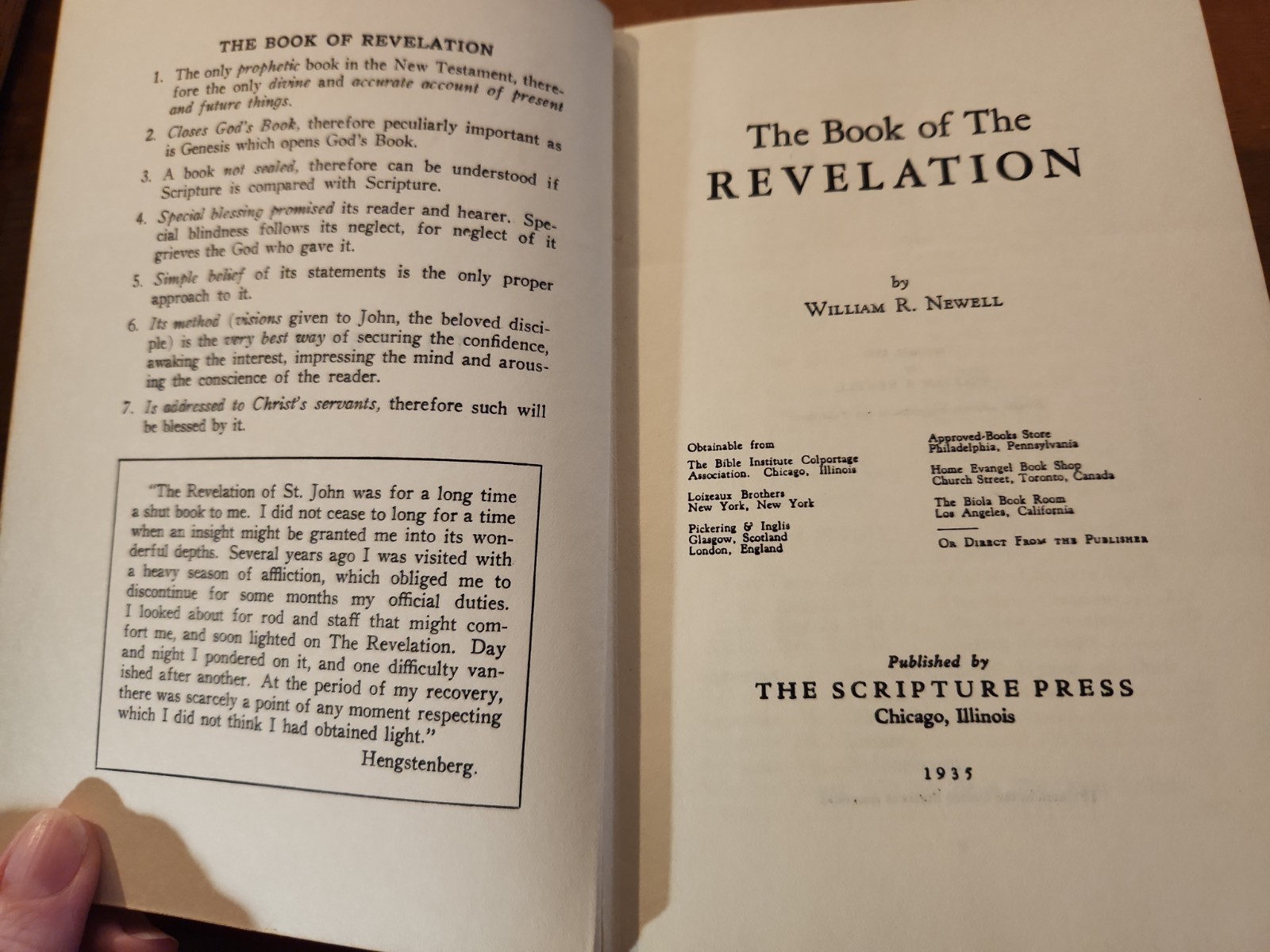 The Book of the Revelation by William R. Newell Hardback in Dust Jacket 1935