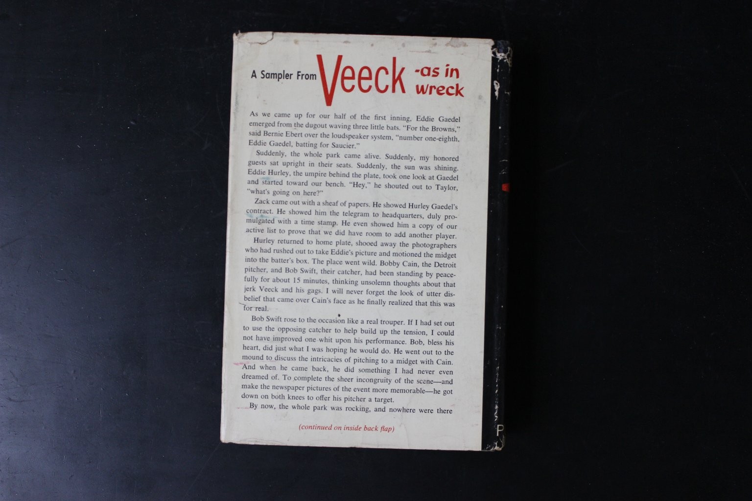Veeck – As in Wreck Bill Veeck 1962 Autobiography Baseball G.P. Putnam’s Sons
