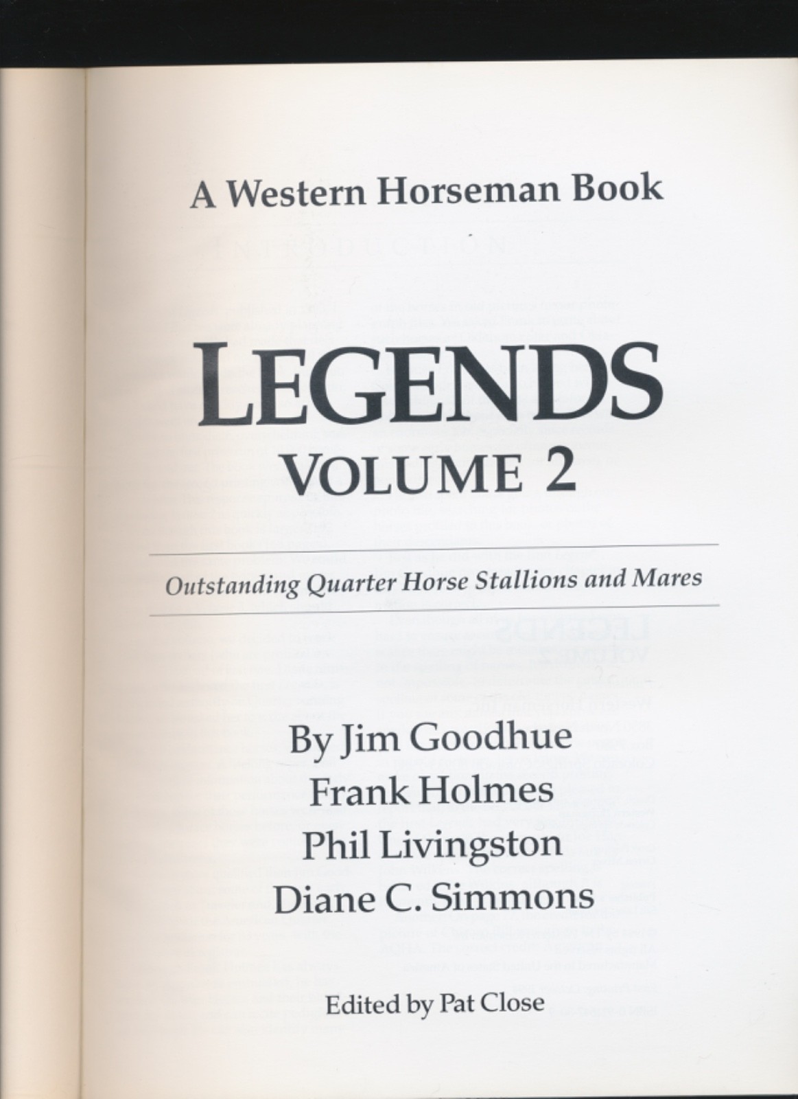 LEGENDS Western Horseman Book AQHA Quarter Horse Racing History Volumes 1&2
