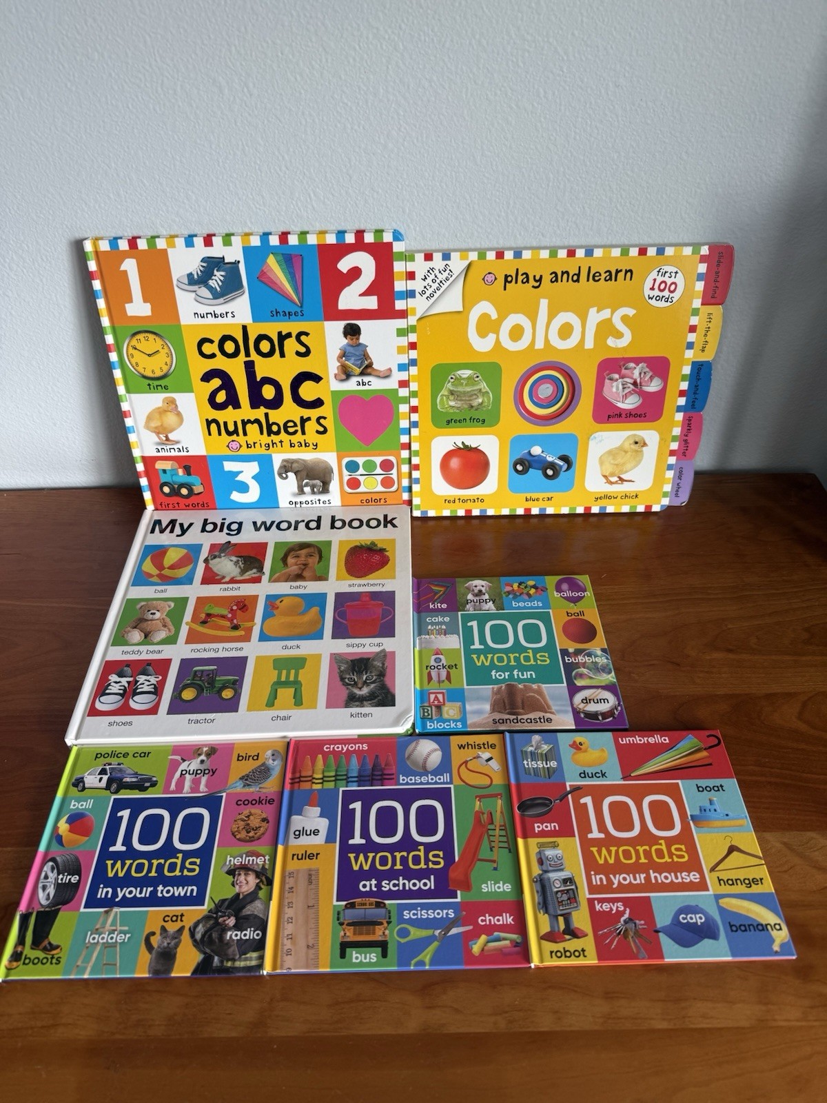 Priddy Books: Colors, ABCs, Numbers, Big Word Book & 4 x 100 word books – school