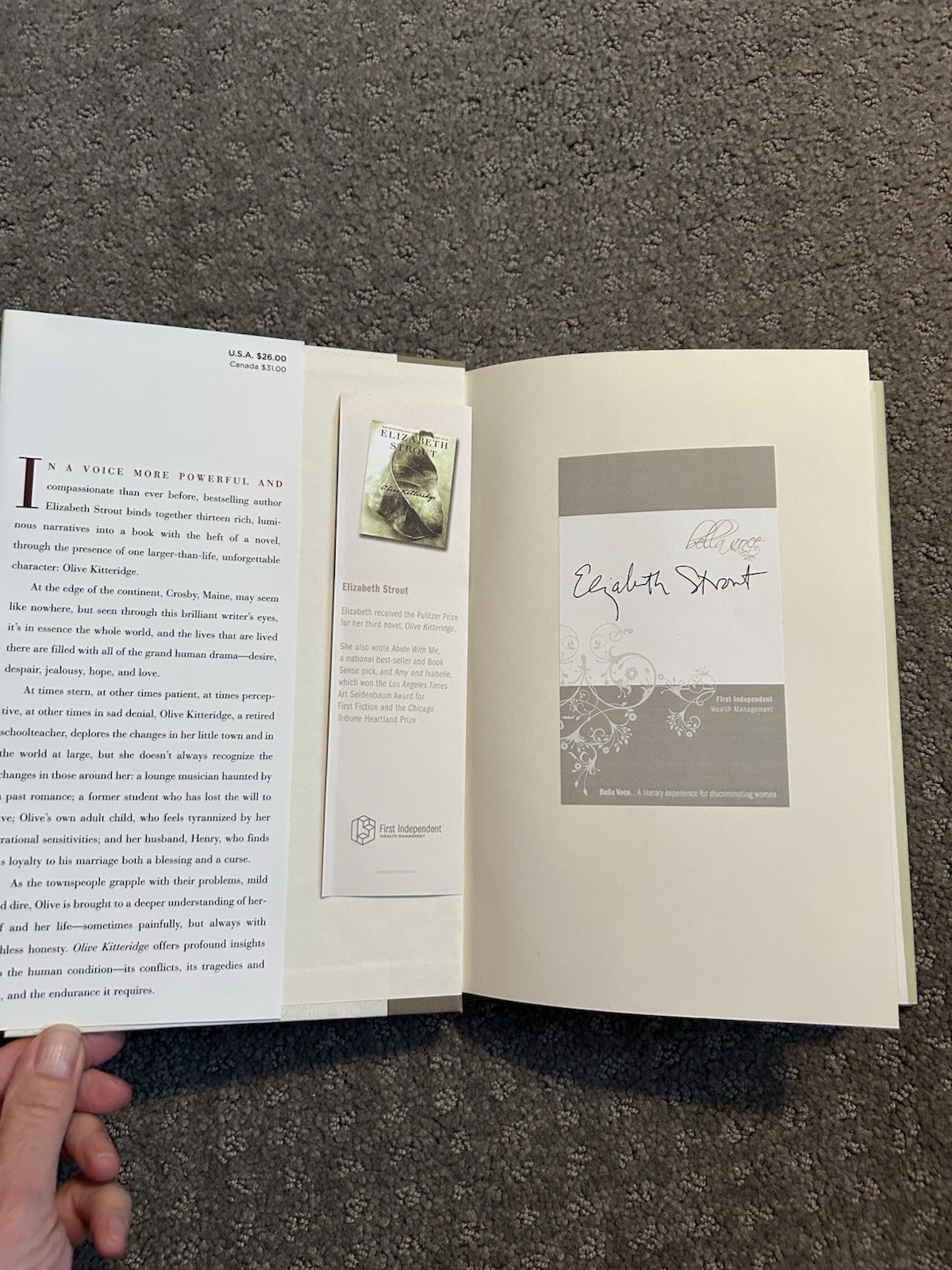 Olive Kitteridge, *SIGNED* by Elizabeth Strout . 2008. HCDJ Like New
