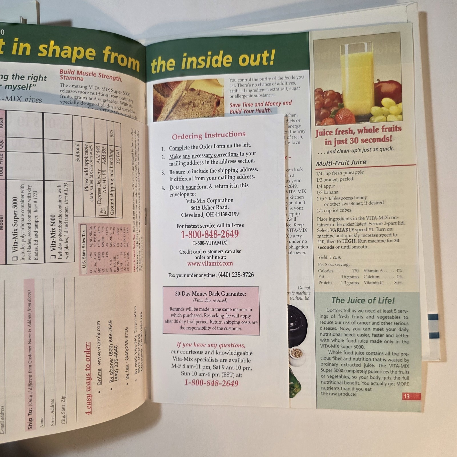 Vita-Mix Whole Food Recipes 3-Ring Binder and Owner’s Manual 2000 USA