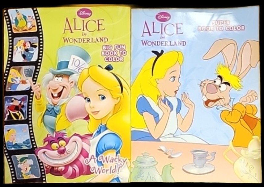 DISNEY ALICE IN WONDERLAND COLORING BOOKS (64 PAGES EACH) FREE SHIPPING USA