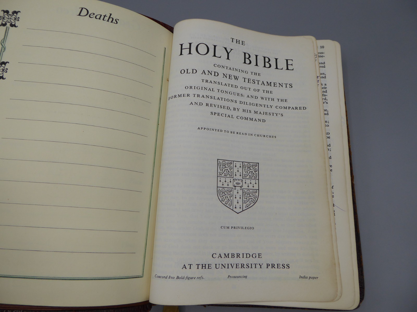 Vintage KJV Holy Bible Cambridge Univ. Press Water Buffalo Calfskin