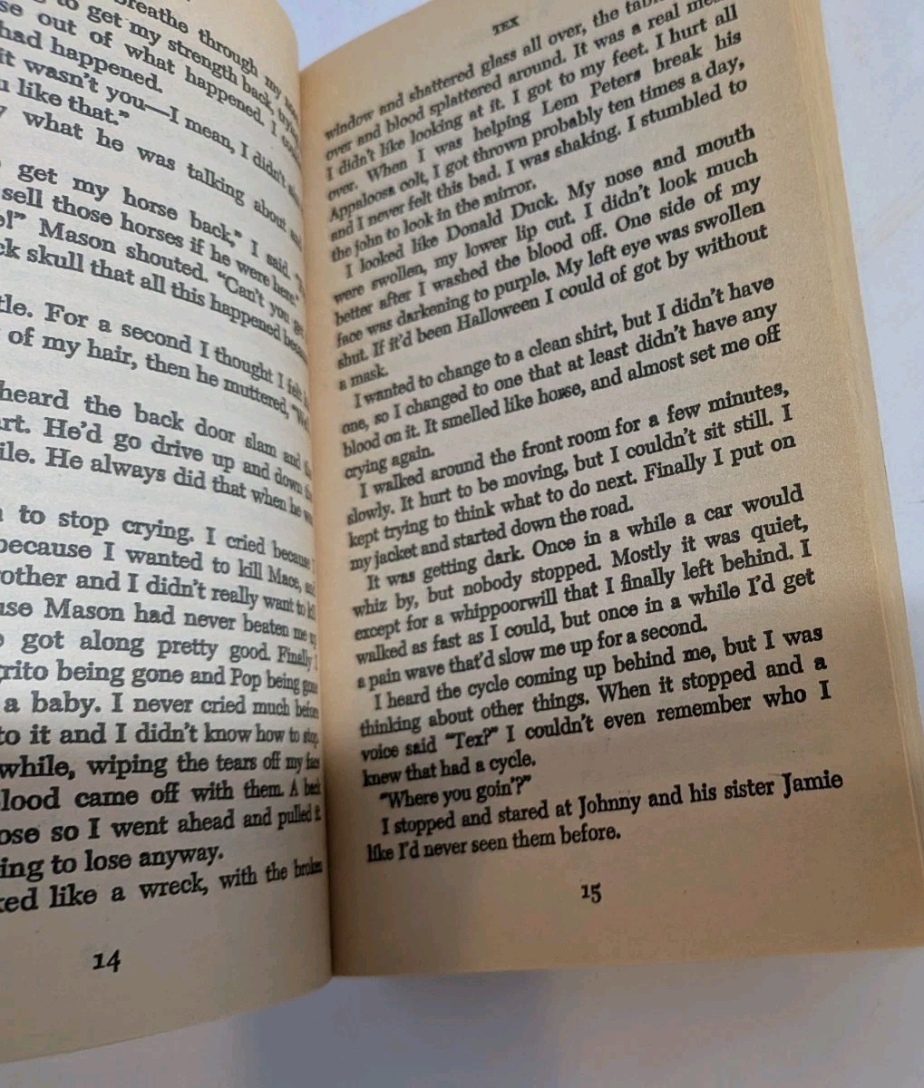Tex by S.E. Hinton Paperback Book 1979-89 Author of The Outsiders