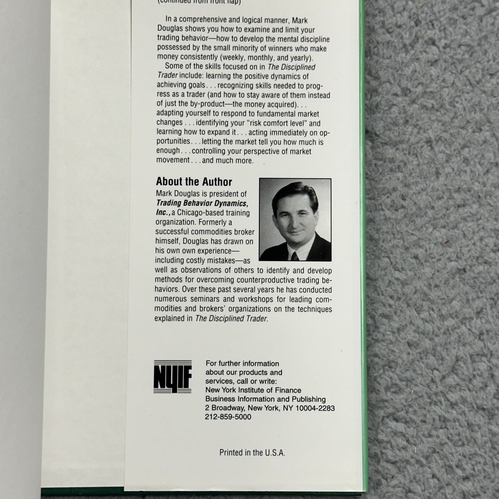 1990 The Disciplined Trader : Developing Winning Attitudes Mark Douglas Original