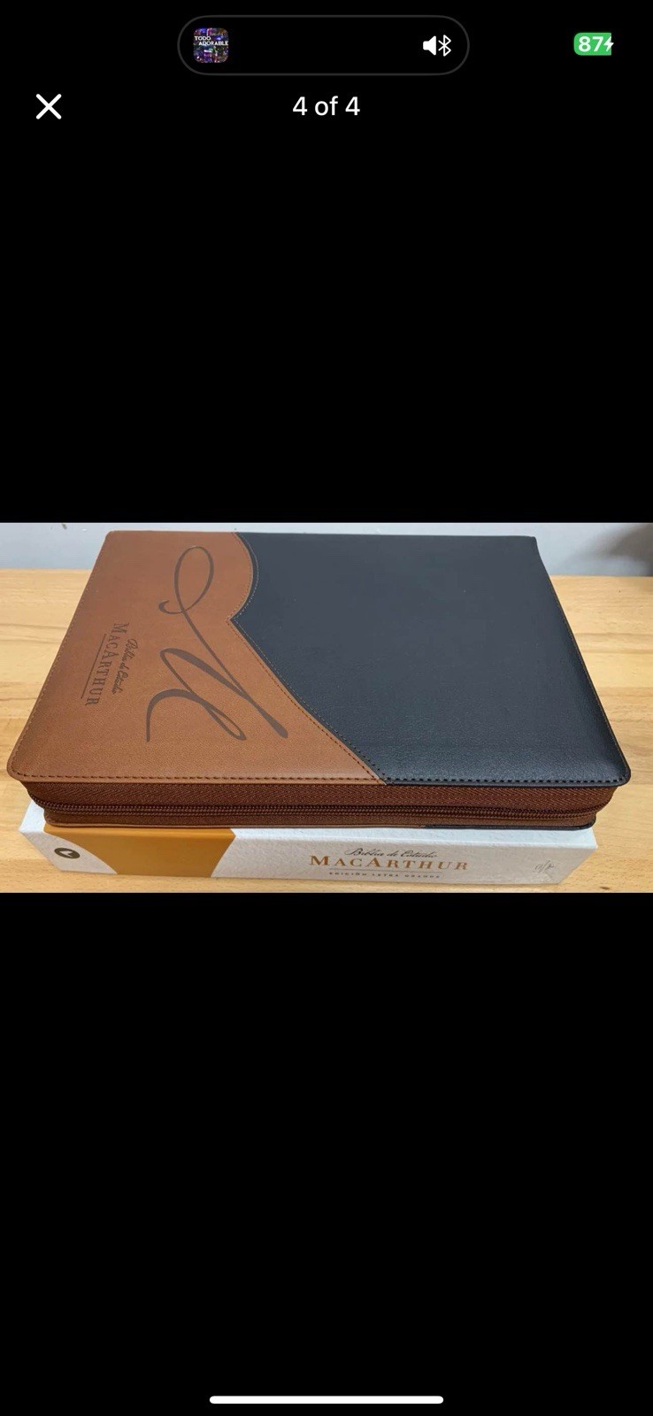 RVR1960, Biblia de estudio MacArthur, Letra Grande puntos cafe con cierre indice