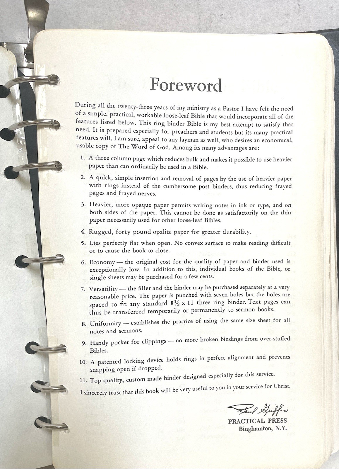 The Practical Loose-Leaf HOLY BIBLE KJV 3rd Printing 7 Ring Binder