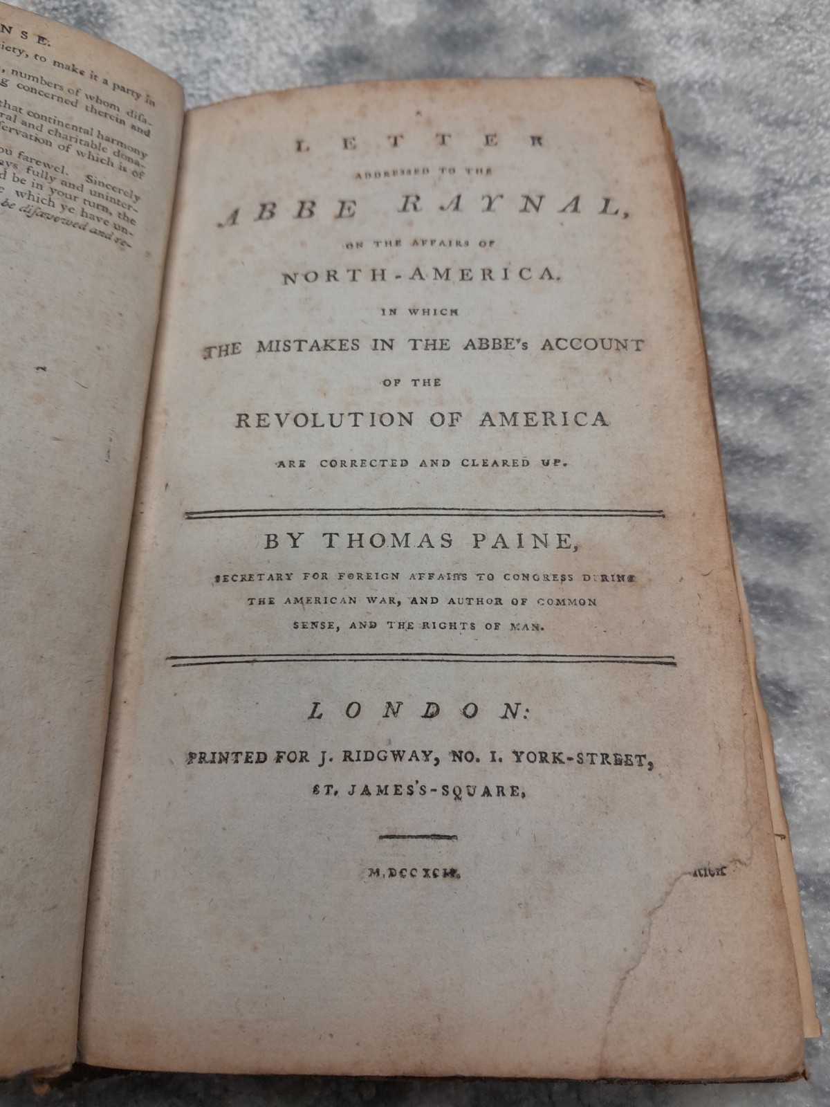 Thomas Paine 1792 first edition bound in calf, Common Sense, Rights of Man, +