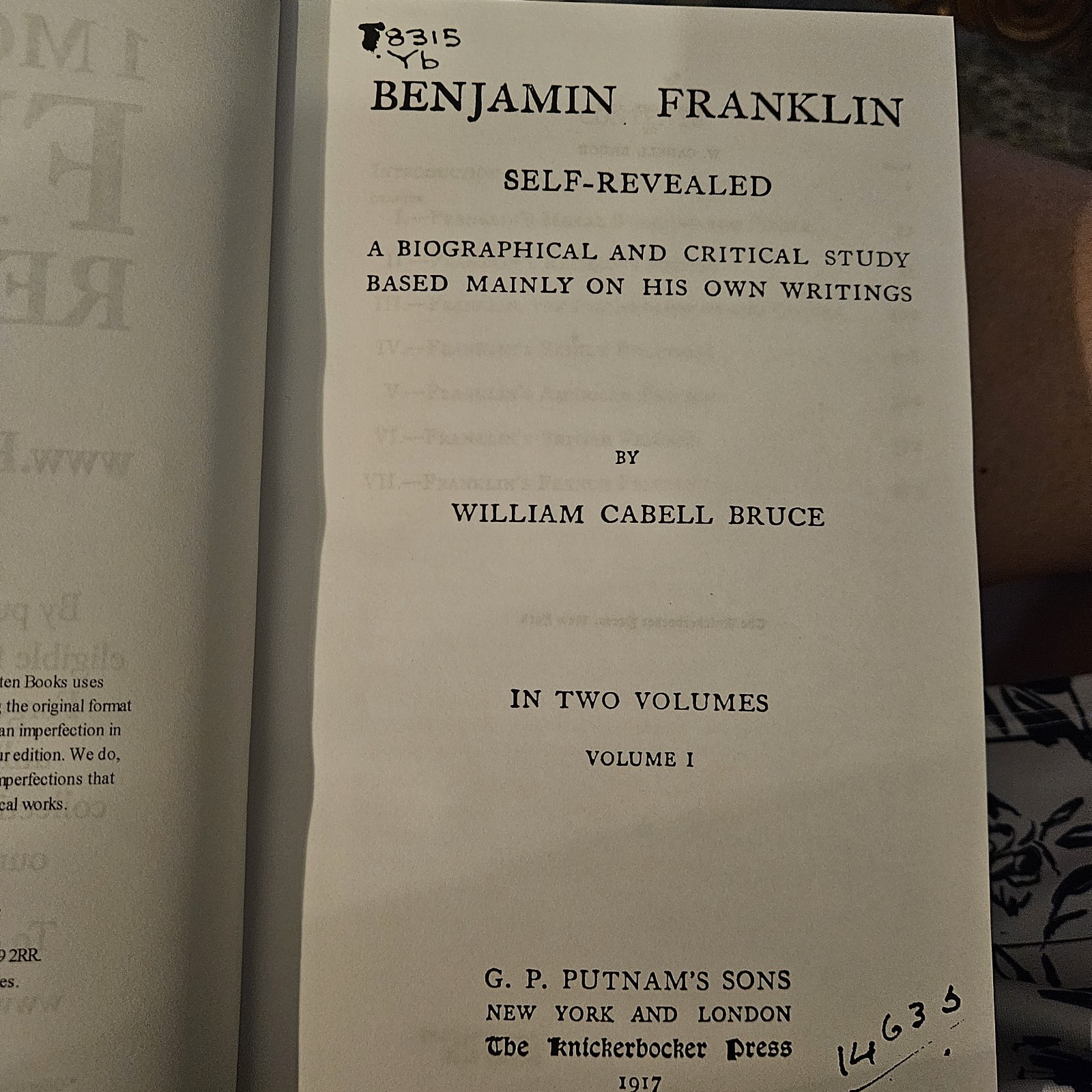 Benjamin Franklin, Self-Revealed: A Biographical and Critical Study Based Vol 1